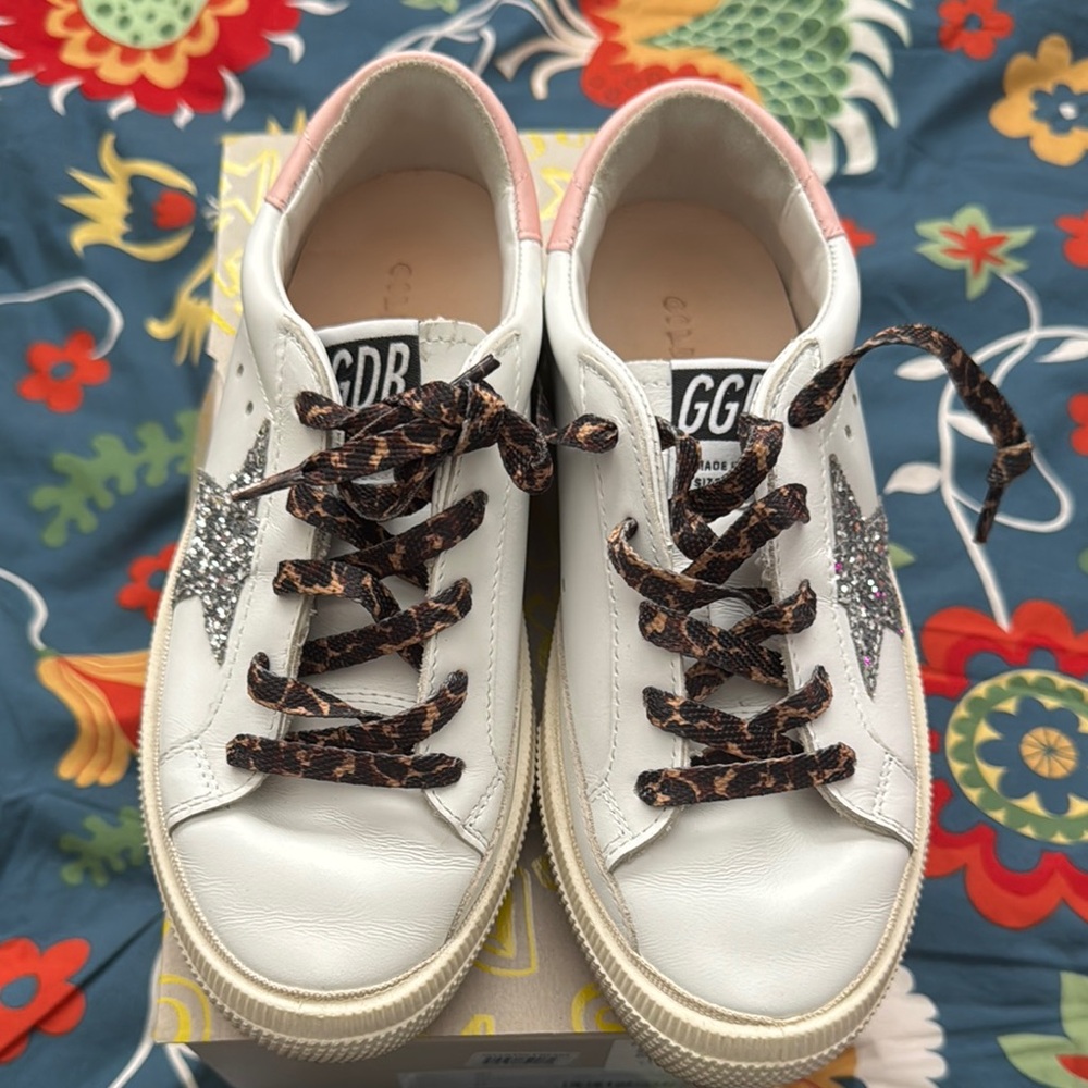 Golden Goose White Sneakers with Glitter Star